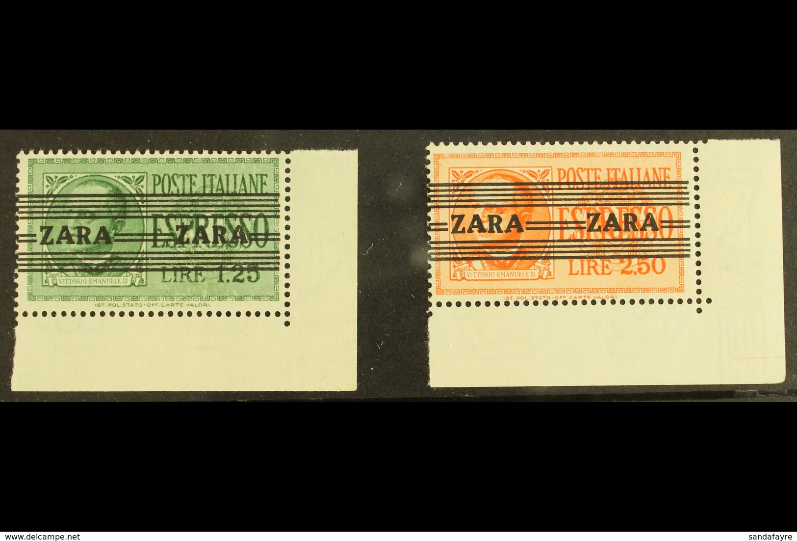 GERMAN OCCUPATION OF ZARA 1934 (Nov) 1L25 And 2L50 Express Letter Stamps Of Italy With "ZARA" And Horizontal Lined Overp - Sonstige & Ohne Zuordnung