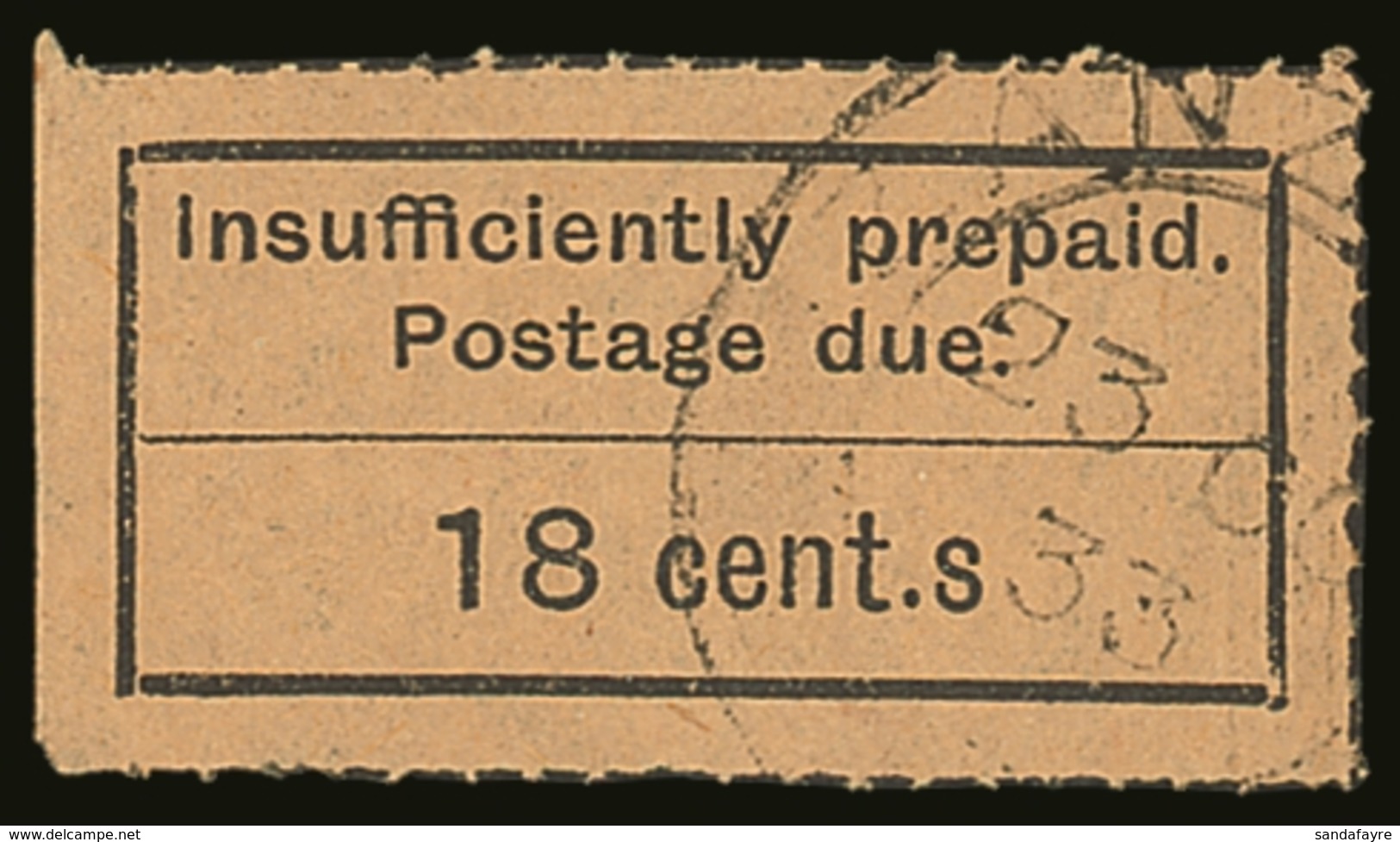 POSTAGE DUE 1926-30 18c Black / Salmon With "CENT.S" FOR "CENTS" Variety, SG D9a, Very Fine Used. For More Images, Pleas - Zanzibar (...-1963)