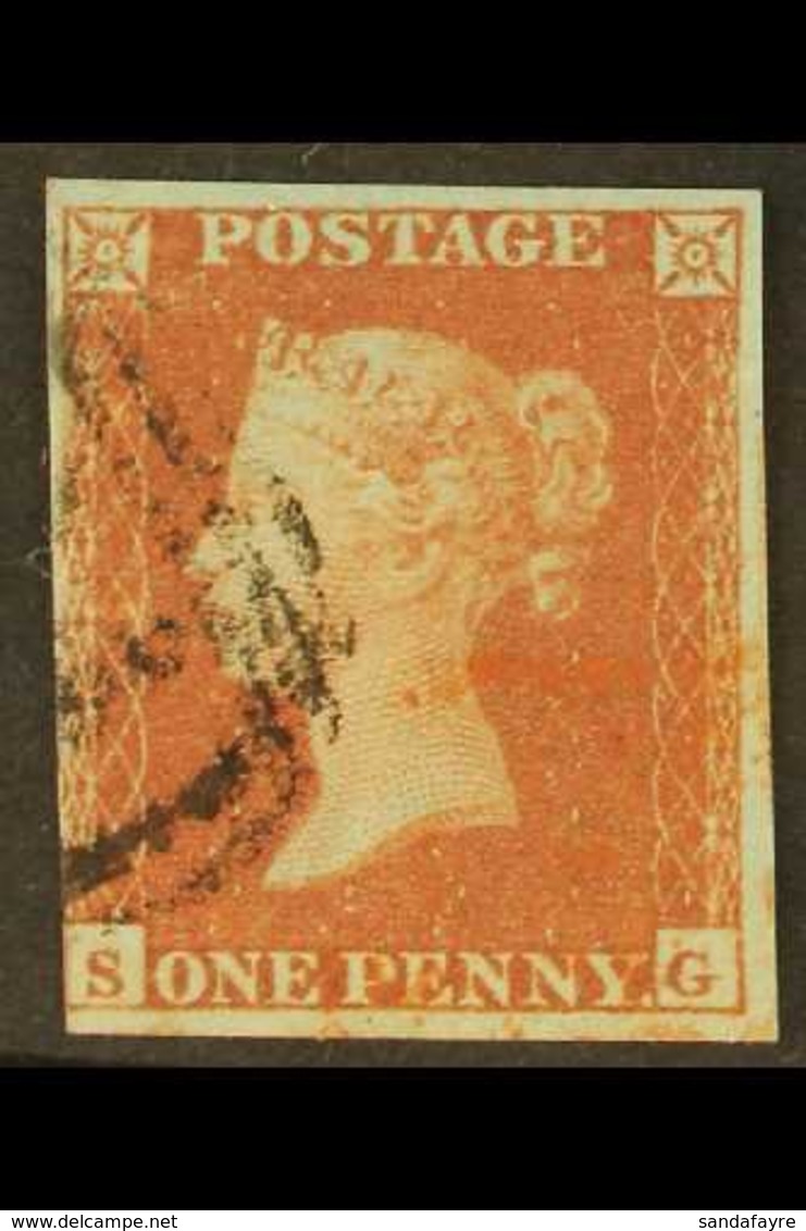 1841 1d Red "SG", With Large Part RED MALTESE CROSS In Combination With Part 1844 Type Numeral Cancel In Black, 3½ Margi - Sonstige & Ohne Zuordnung