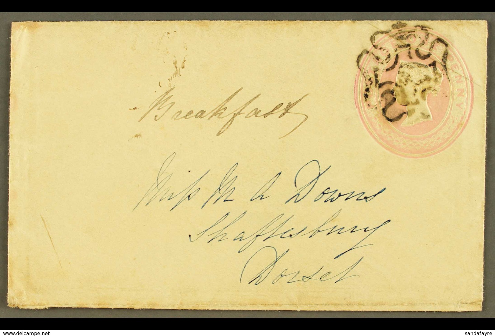 1844 (3 May) 1d Pink Postal Stationery Envelope Used With Maltese Cross Postmark With Number "5", Plus Transit Cds On Re - Other & Unclassified