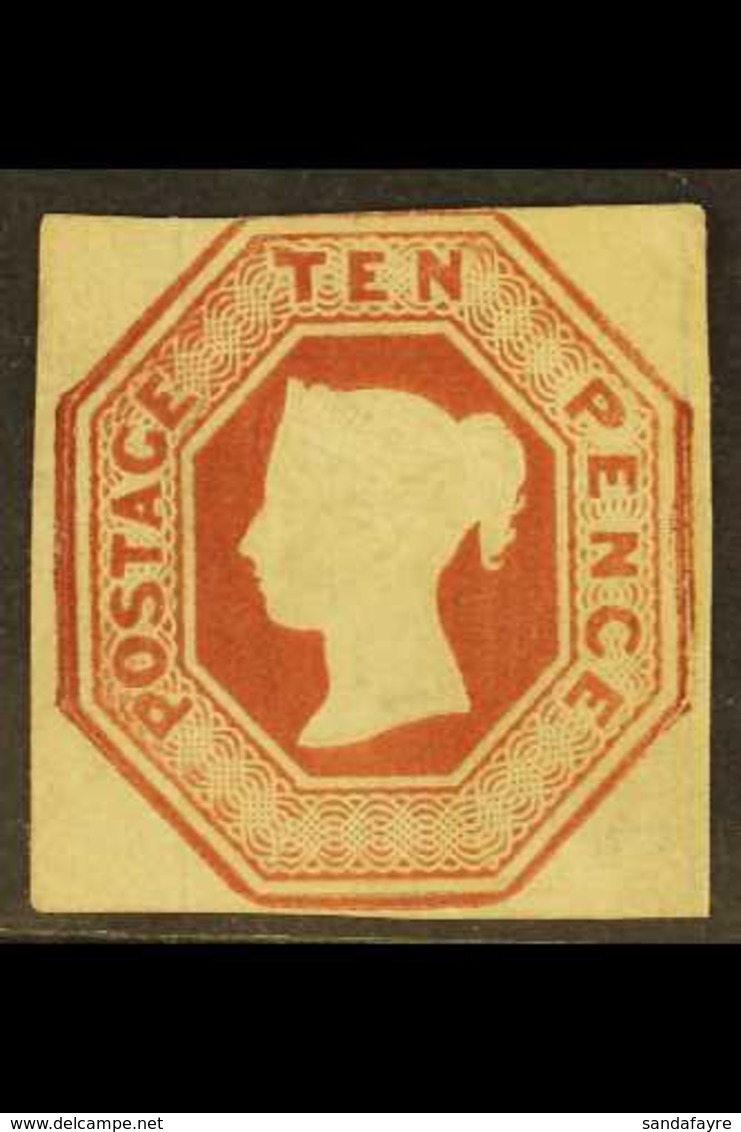 1847-54 10d Brown, Embossed, SG 57, Fresh Mint No Gum. Cut Square With 3 Good Margins, Touching/just Into At Top. Cat £1 - Sonstige & Ohne Zuordnung