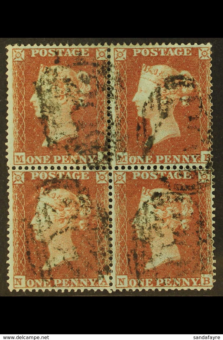 1854-57 1d Red-brown, Watermark Small Crown, Perf 16, Die I, SG 17, A Used BLOCK OF FOUR Lettered "MA-MB" And "NA-NB", S - Sonstige & Ohne Zuordnung