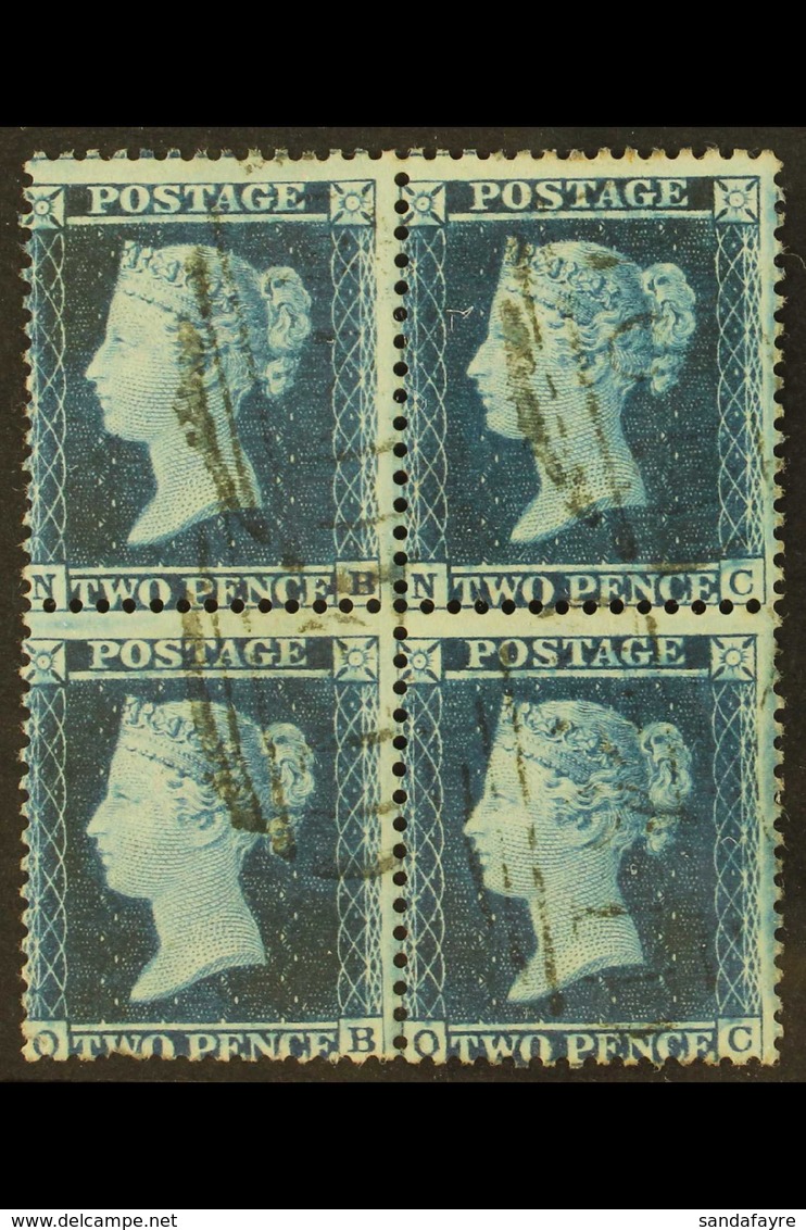 1854-57 2d Blue, Watermark Large Crown, Perf 14, Plate 5 (die I, Alphabet II), SG 34, A Fine Used BLOCK OF FOUR Lettered - Sonstige & Ohne Zuordnung