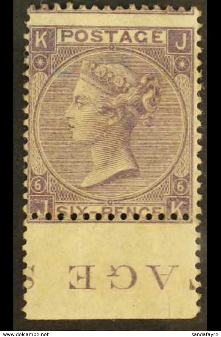 1865-67 6d Deep Lilac (with Hyphen) Plate 6, Wmk Emblems, SG 96, Mint Lightly Hinged With Sheet Margin At Base. An Attra - Other & Unclassified