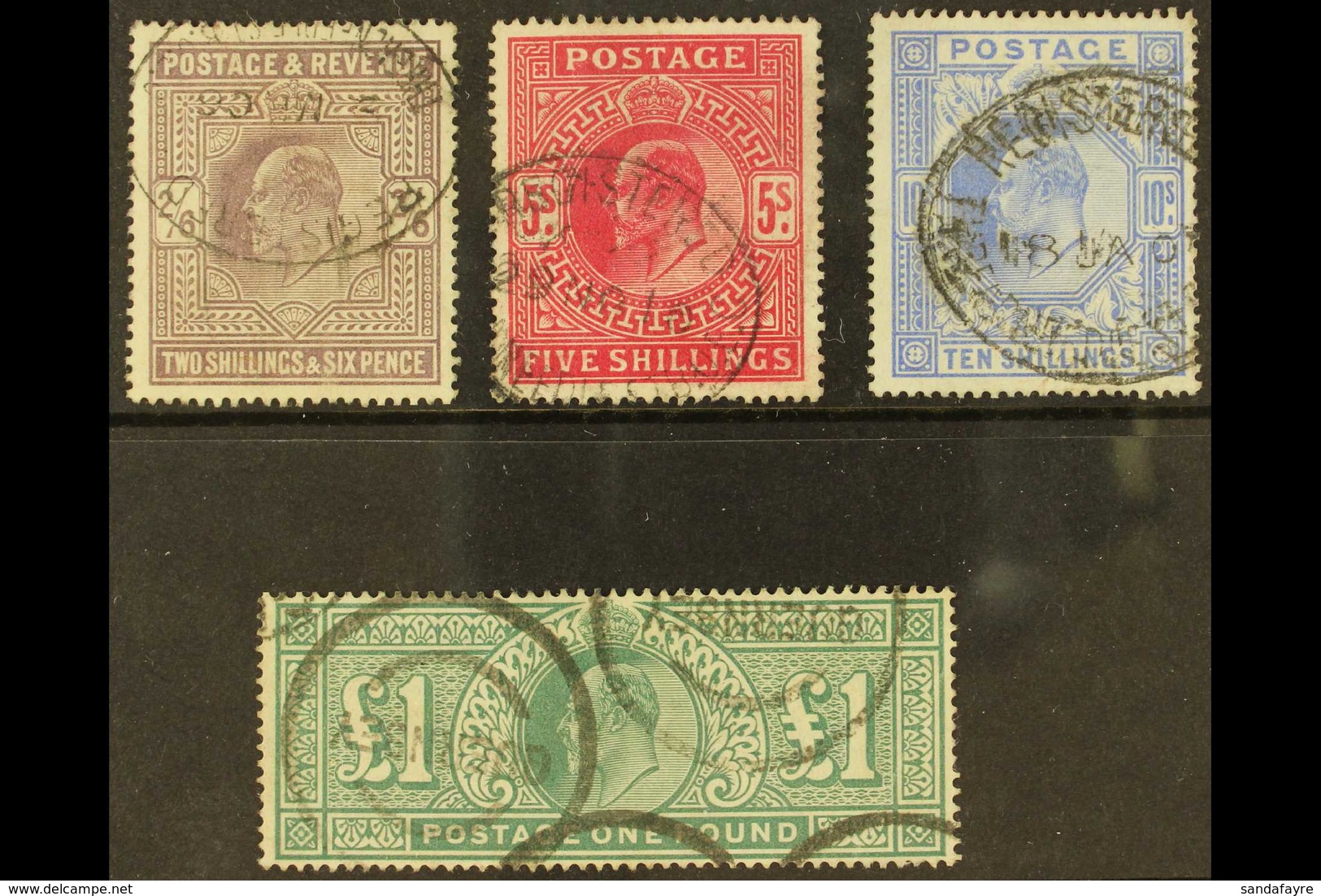 1902-10 KEVII High Values De La Rue Printing Complete Basic Set, SG 260-66, Good To Fine Used. £1 Used With Several "Gue - Ohne Zuordnung