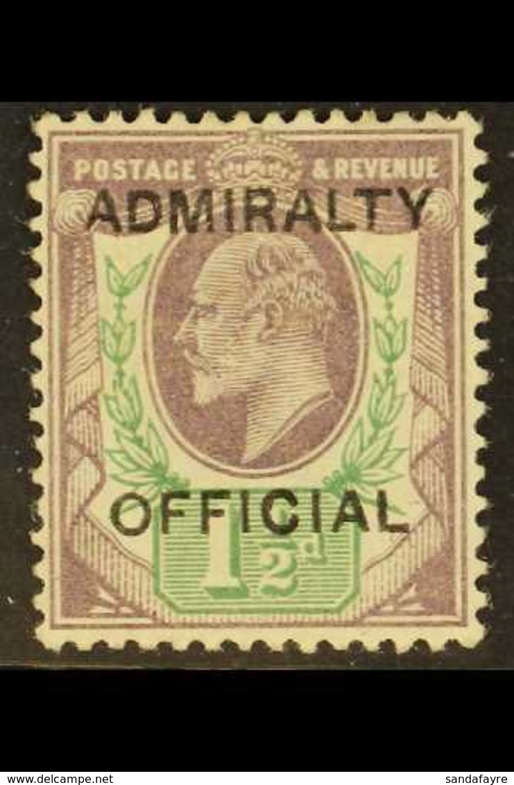 OFFICIAL ADMIRALTY 1903 1½d Dull Purple & Green With "ADMIRALTY OFFICIAL" Overprint, SG O103, Fine Mint, Expertized E.Di - Ohne Zuordnung