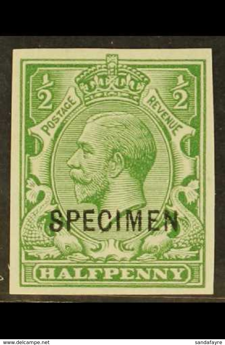 1912-24 ½d Green IMPERF With "SPECIMEN" Type 26 Overprint, SG Spec N14u, Fine Never Hinged Mint, Very Fresh. For More Im - Unclassified