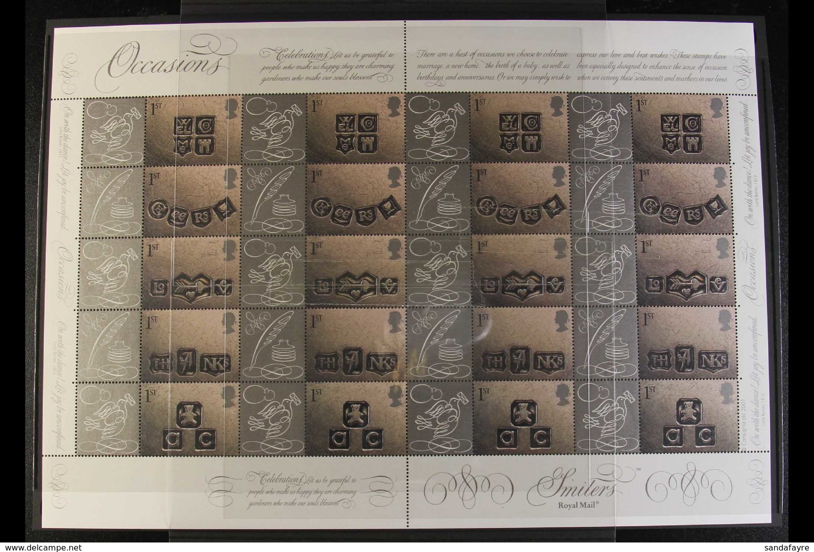 2001 INGOTS LABEL SHEET A Consignia "Occasions" Ingots Label Sheet, SG LS 4, Superb Condition, Never Hinged Mint. Lovely - Sonstige & Ohne Zuordnung