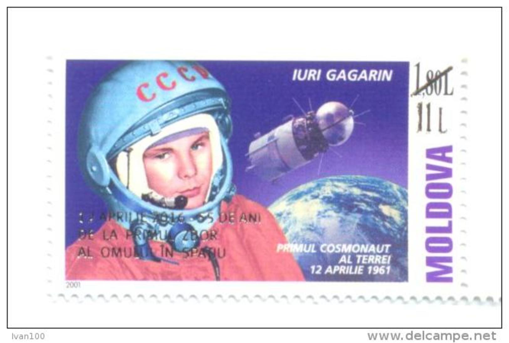 2016. Moldova, Space, 55y Of First Space Flight Of Yurii Gagarin, OP New Value On Mich.#383, 1v, Mint/** - Moldova