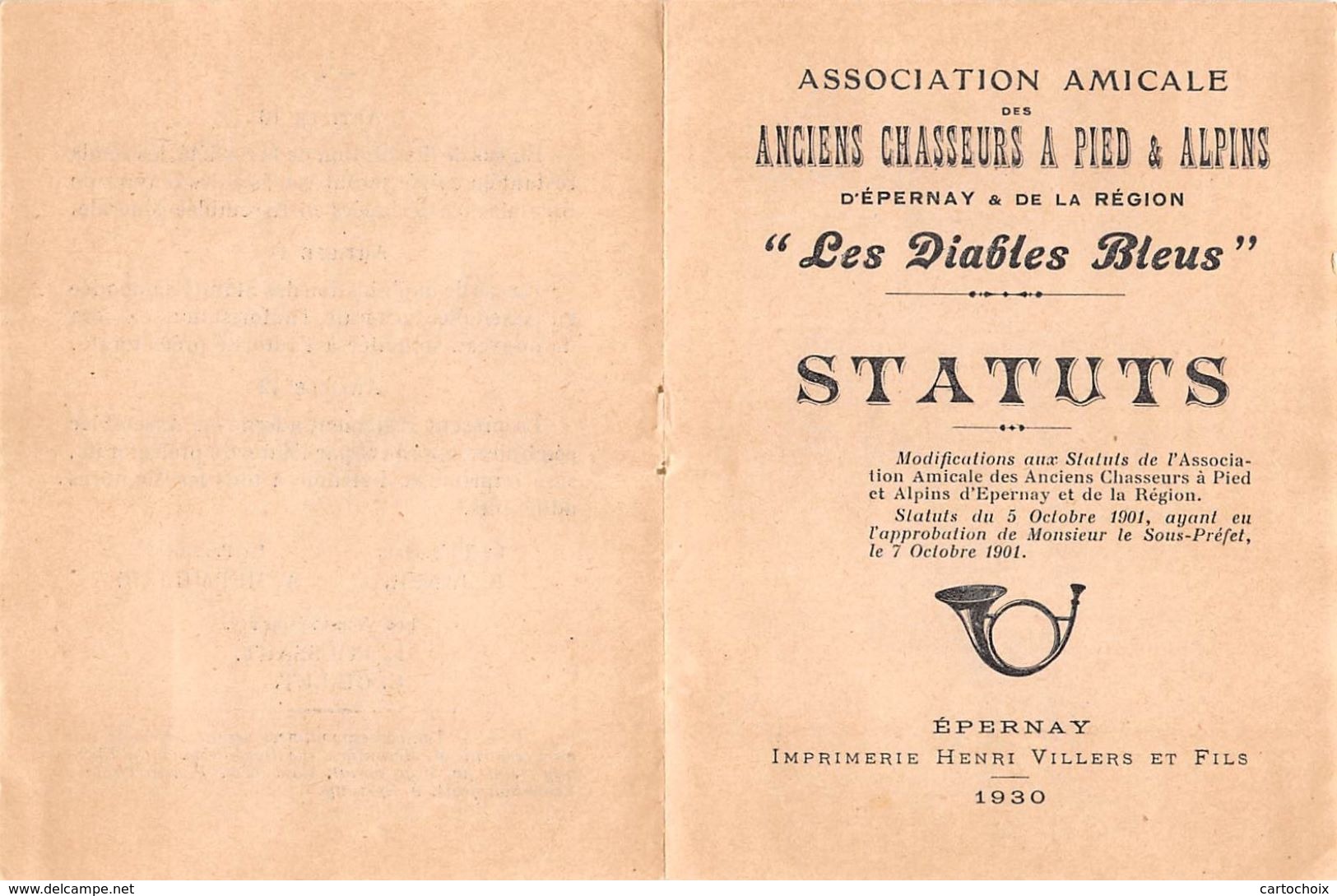 51 - Epernay - Association Amicale Des Anciens Chasseurs A Pied & Alpins - " Les Diables Bleus "  - De La Région - Non Classés