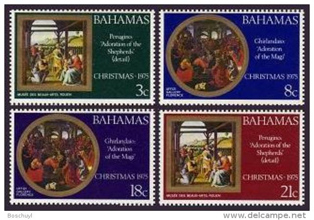 Bahamas, 1975, Christmas, Paintings, MNH, Michel 388-391A - Bahamas (1973-...)