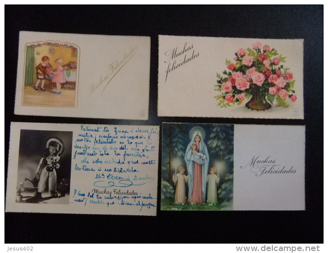 TARJETAS DE FELICIDADES Flores Virgenes Nenes 1950 - Cumpleaños