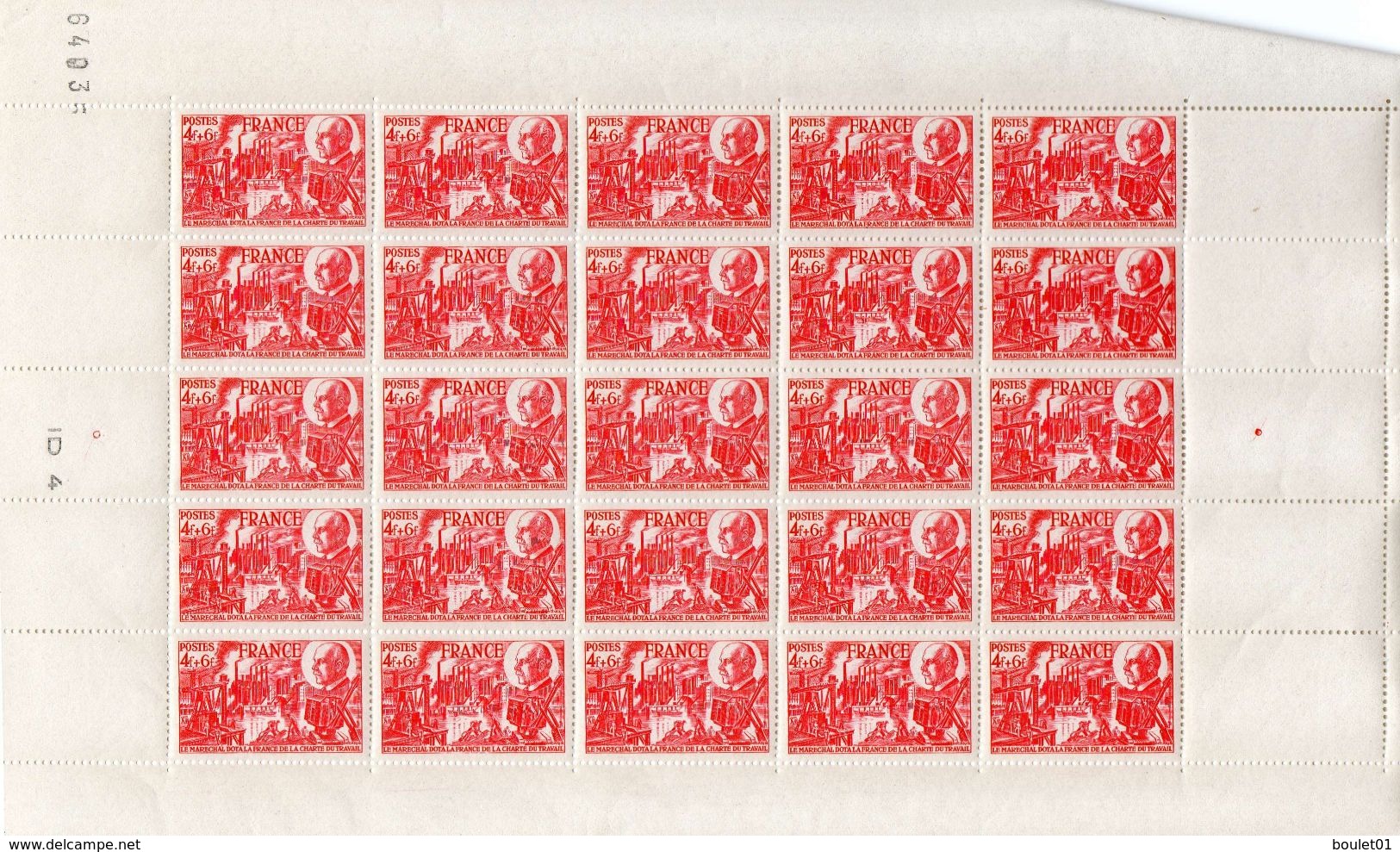 Feuille De 25 Timbres Neufs N° 608 De 1944 (voir Le Scan) - Feuilles Complètes