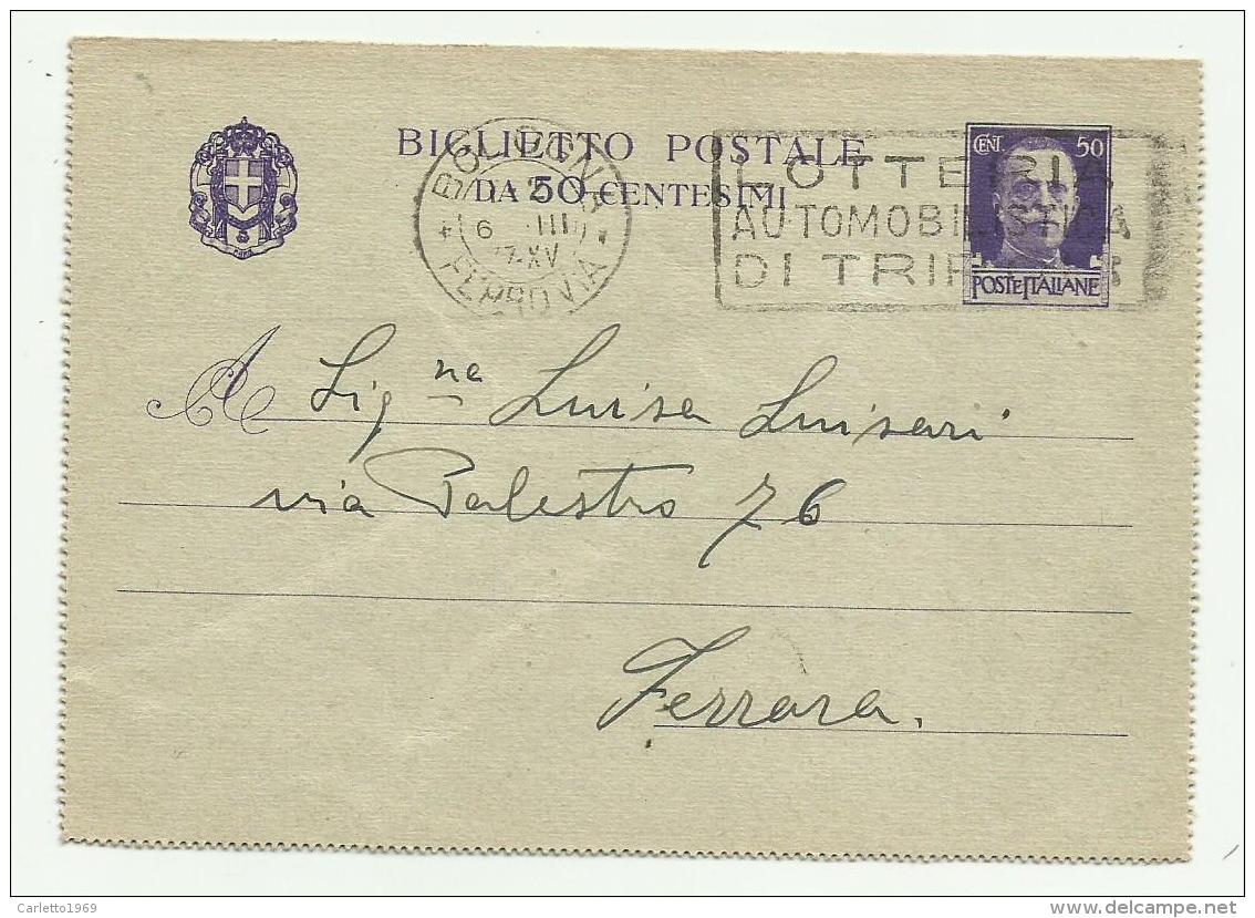 BIGLIETTO POSTALE DA 50 CENTESIMI - 1937 FP - Marcophilie