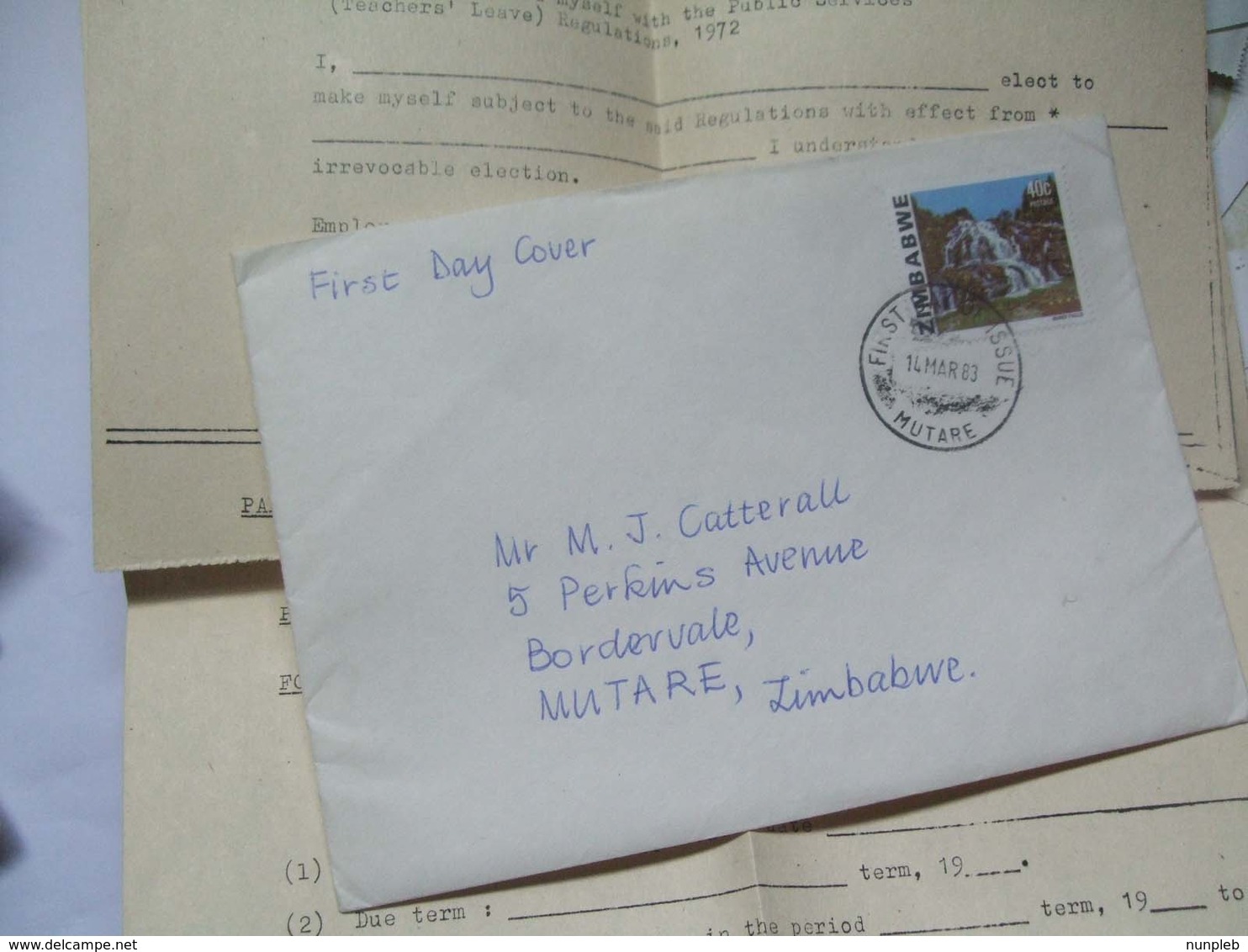 ZIMBABWE 1983 First Day Of Issue Mutare Cancel On Cover With Letter - Zimbabwe (1980-...)