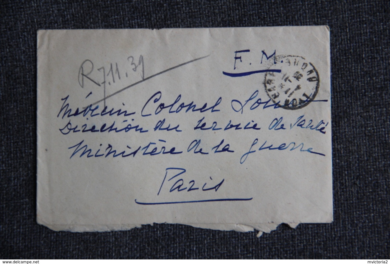 Lettre En Franchise Militaire De LYON Vers PARIS ( Ministère De La Guerre), Avec Lettre - 2. Weltkrieg 1939-1945
