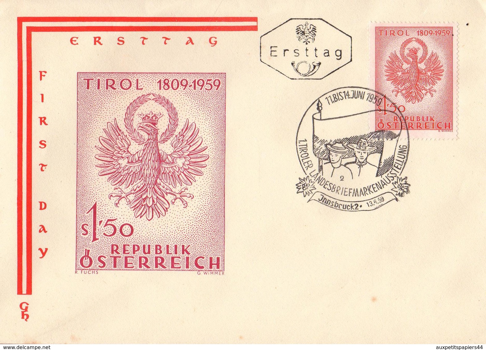 Enveloppe 1er JOUR - Austria Ersttag FDC 1959 Tirol 1809-1959 - FDC