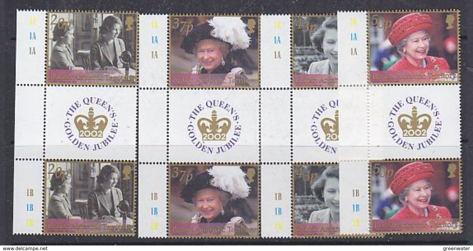 British Antarctic Territory 2002 Golden Jubilee 4v Gutter  ** Mnh (37927C) - Unused Stamps