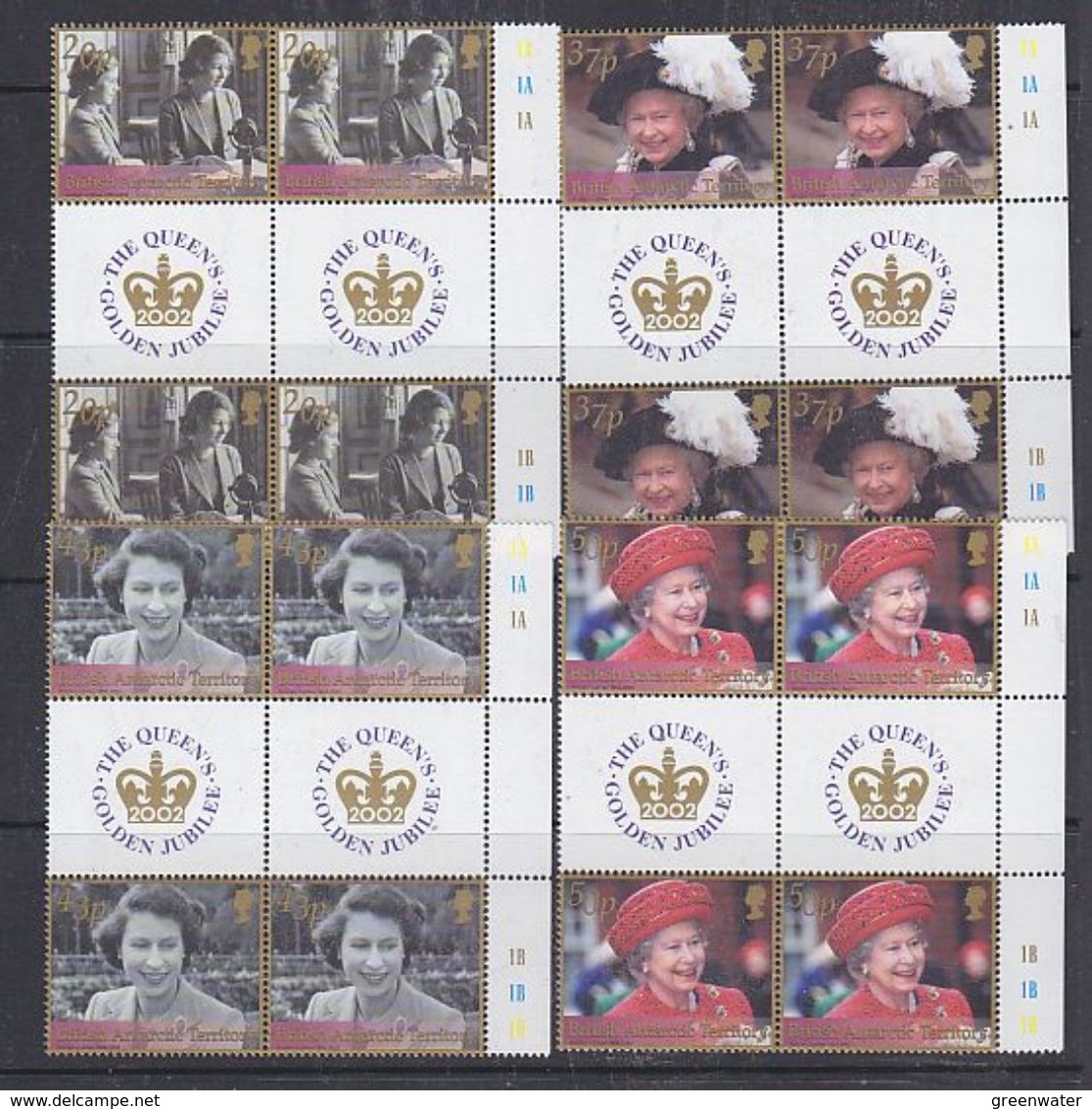 British Antarctic Territory 2002 Golden Jubilee 4v Gutter (2x)  ** Mnh (37927D) - Ongebruikt