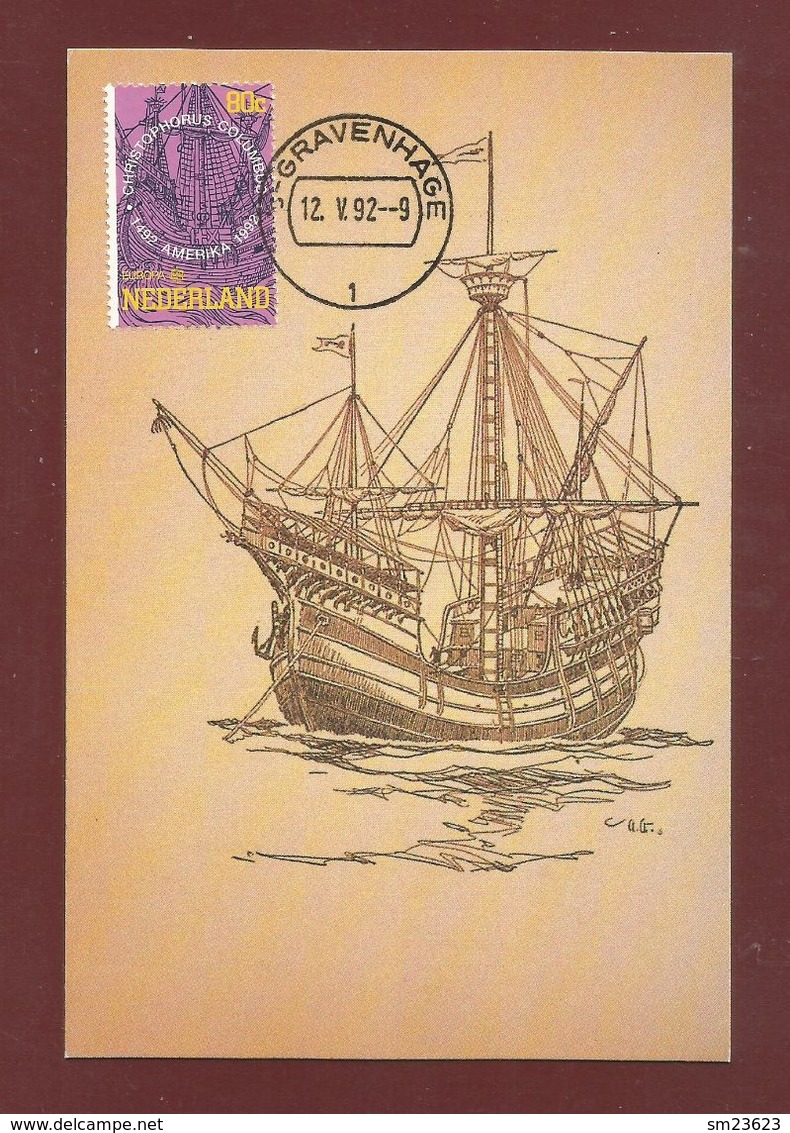 Niederlande 1992  Mi.Nr. 1442 , EUROPA  CEPT  Entdeckung Von Amerika - Maximum Card - Stempel Gravenhage 12.V.92 - 1992