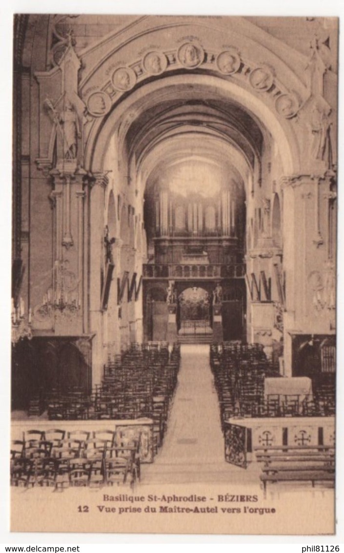 Beziers Basilique St Aprodise Vue Prise Du Maitre-autel - Beziers