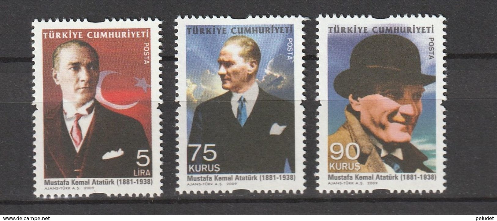 Turkey 2009, Definitives, Ataturk 3v Mnh - Nuevos