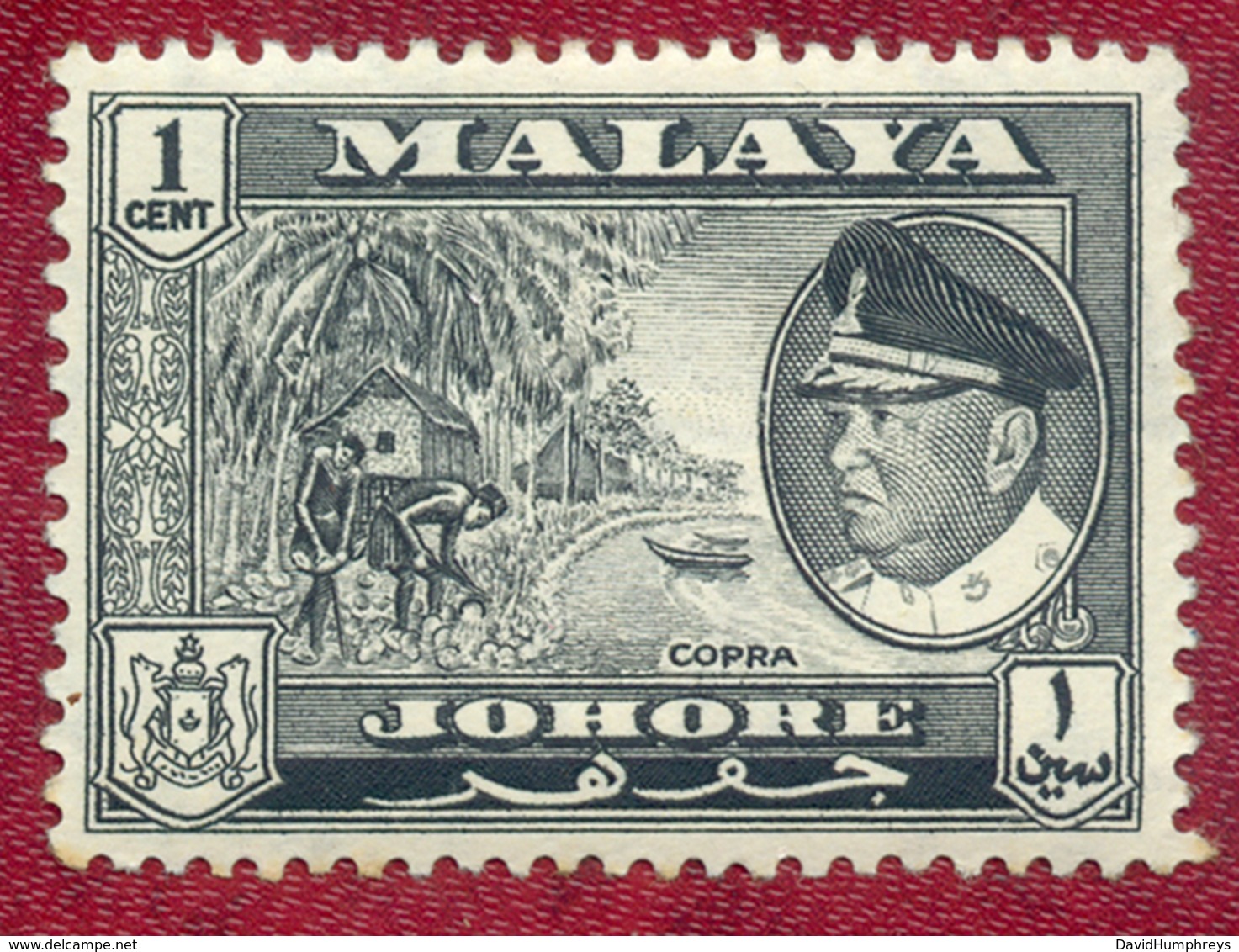 Johore 1957 1c Black Copra MH - Johore