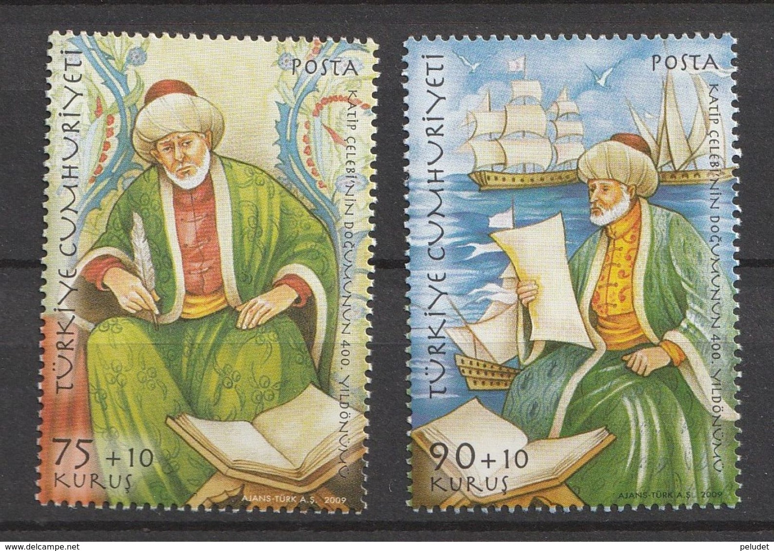 Turkey 2009, Katip Celebi-Ship-Bird (2) Mnh - Unused Stamps