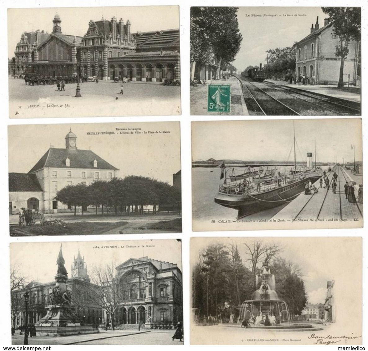 12 CP FRANCE Gare(s) Avec Train ( LE PIZOU) Ou Sans Train (PONTAILLER Sur SAÔNE) + Autres CP. LOT N°8 - 5 - 99 Postcards