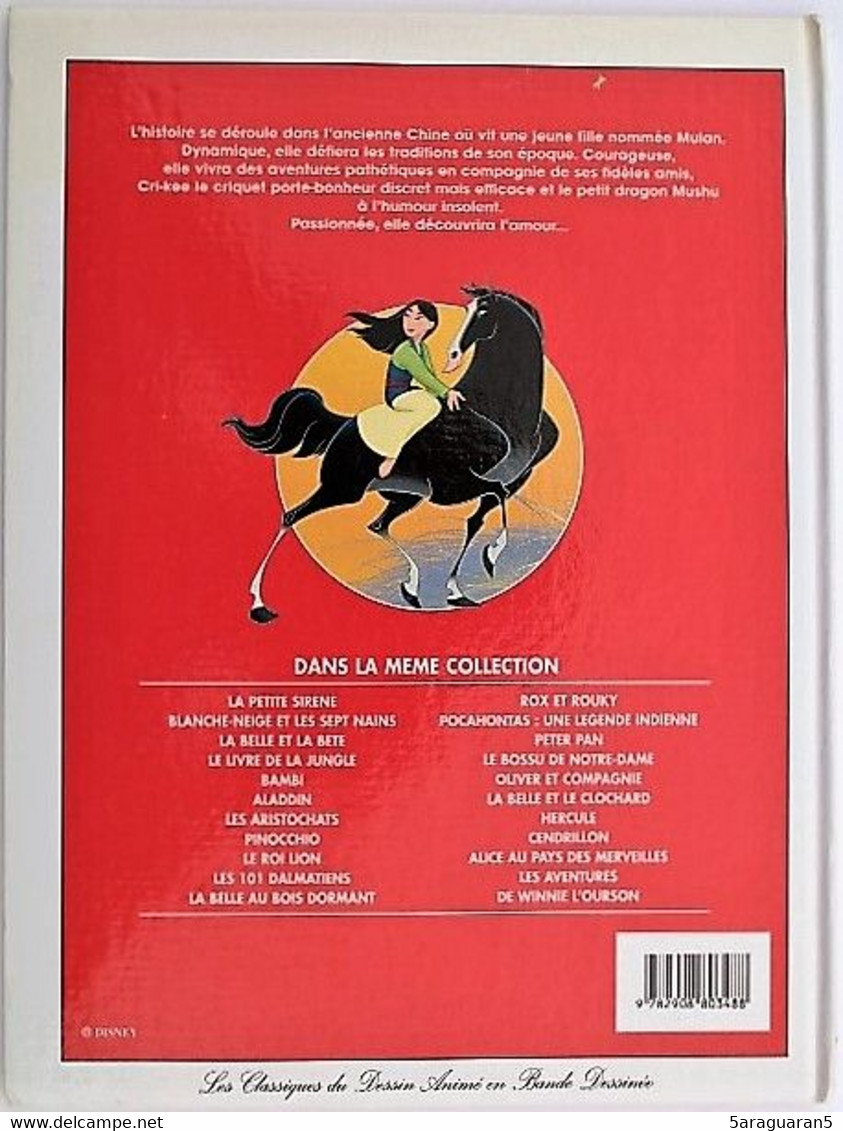 BD - LES CLASSIQUES DU DESSIN ANIME EN BANDE DESSINEE - WALT DISNEY - 27 - Mulan - Edition Dargaud 1998 - Disney