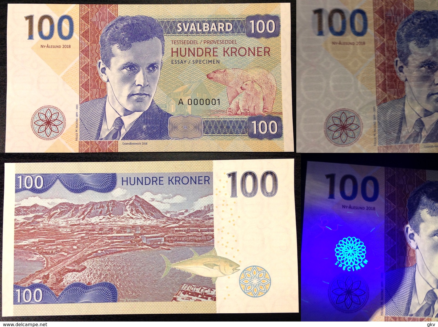 SVALBARD 100 Kroner 2018 UNC. Helge Marcus Ingstad. Private Essay. Specimen. - Autres & Non Classés