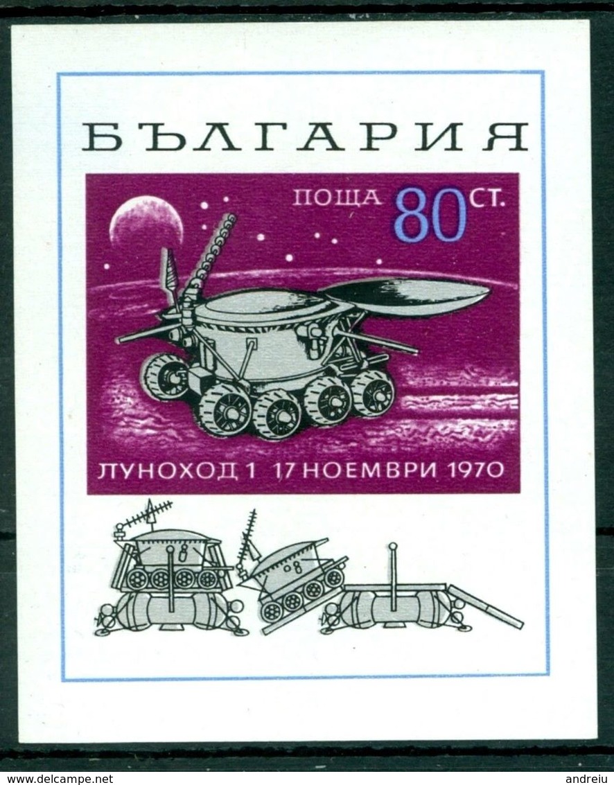 1970 Bulgaria - Luna 16-17, Space Moon Mission, Lunochod-1 Moon Rover, Block 1v. Mi Bl 29 MNH - Europe