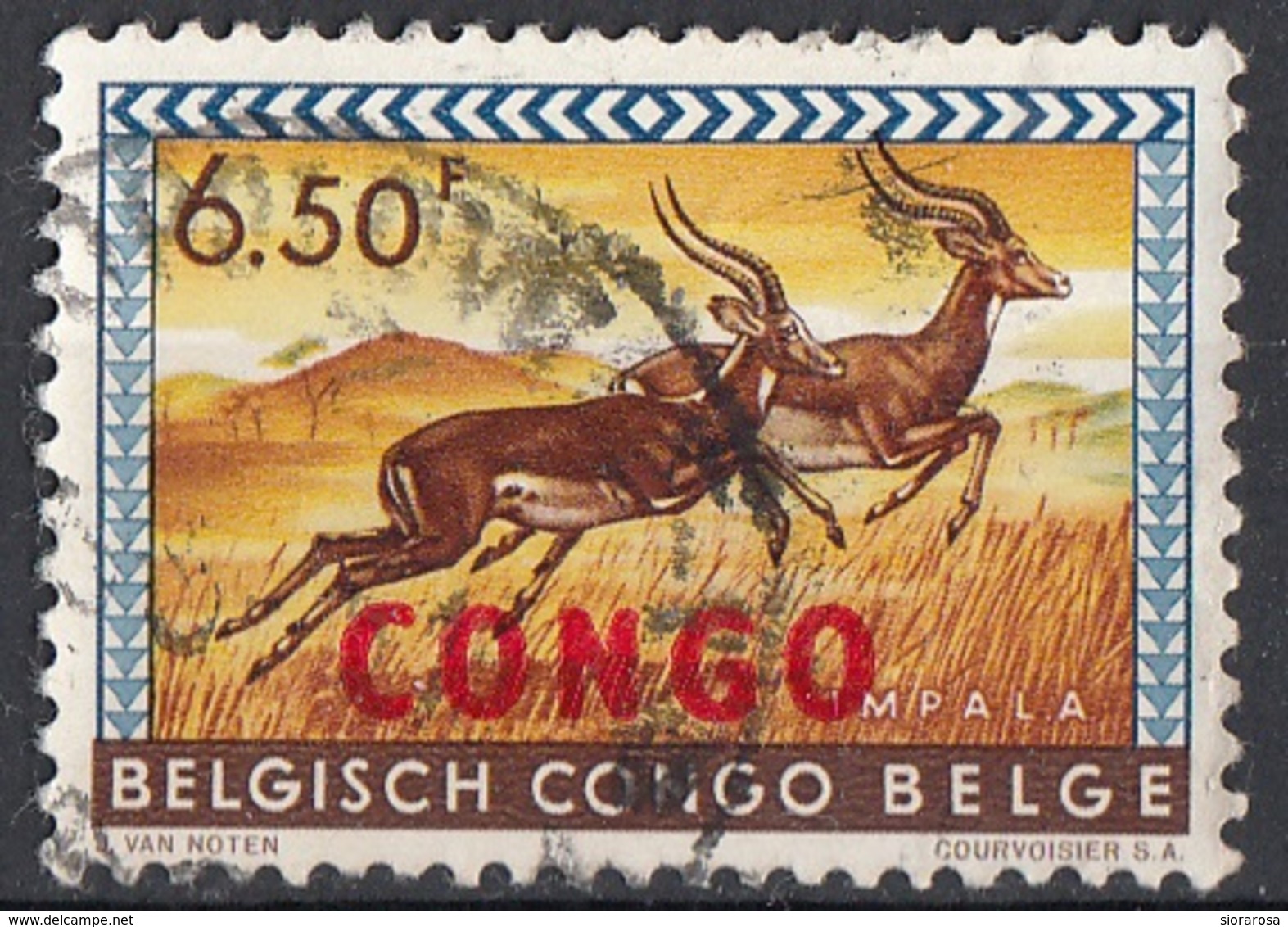 Congo 1960 Sc. 350 Impala - Aepyceros Melampus - Viaggiato Used Overprint - Altri & Non Classificati