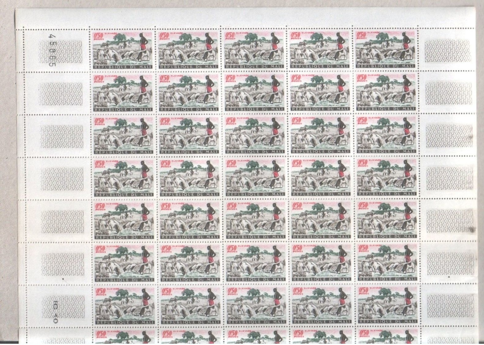 Mali MNH Sheet Of 1961 Livestock Farming Stamps 0.50F - Mali (1959-...)