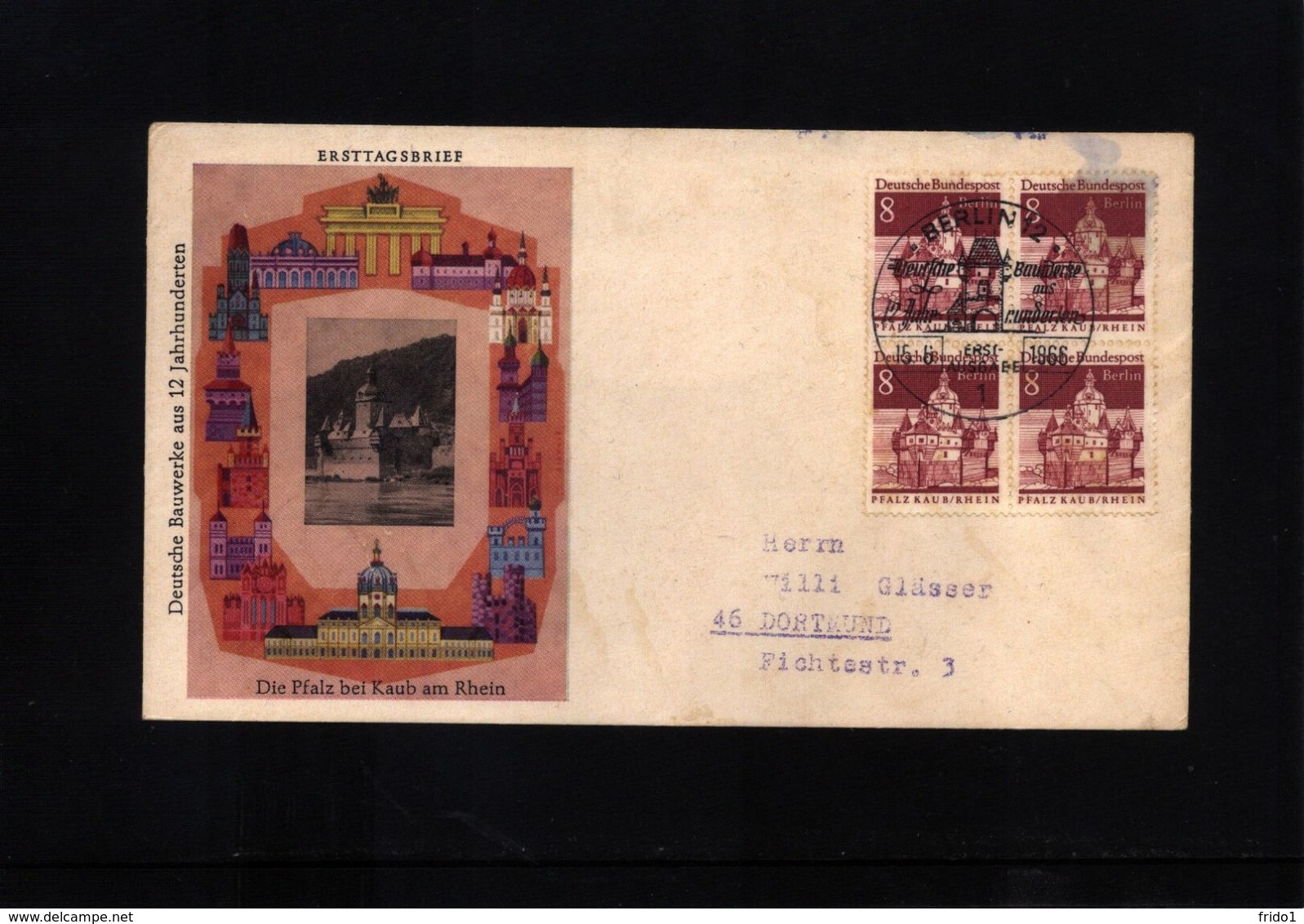 Germany / Deutschland Berlin 1966 8 Pfg. Freimarke Als MeF Auf FDC - Briefe U. Dokumente