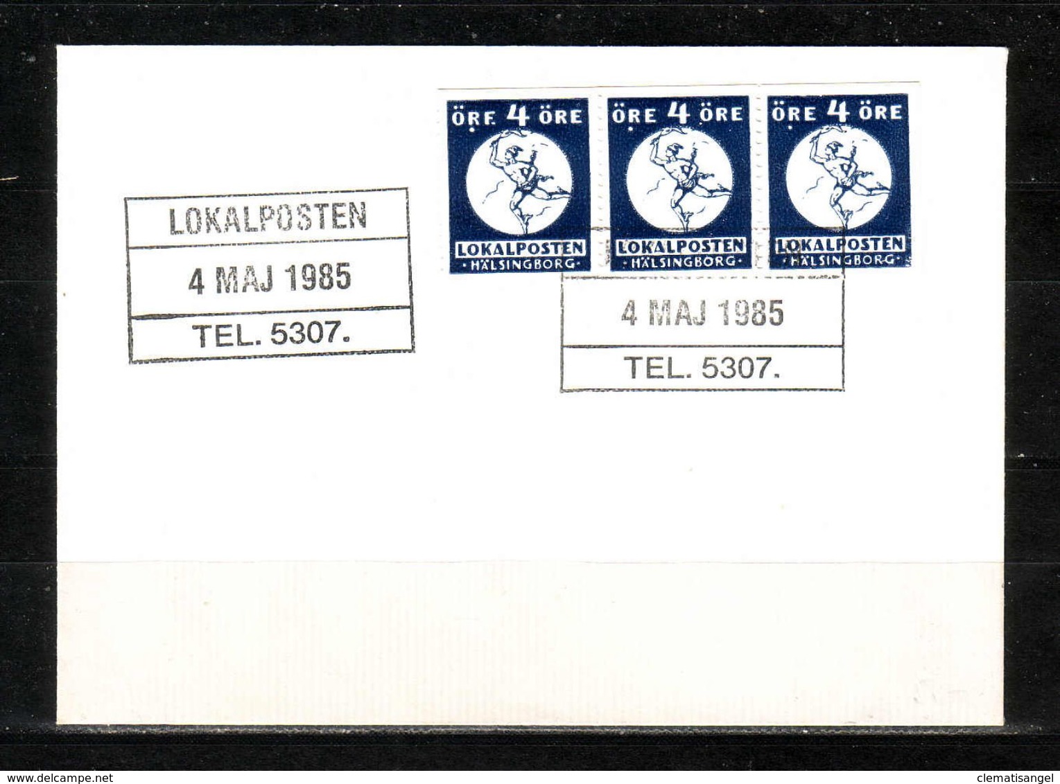 51g * SCHWEDEN * LOKALPOST HELSINGBORG BLAU 3x4 ÖRE * GESTEMPELT 1985 *!! - Local Post Stamps