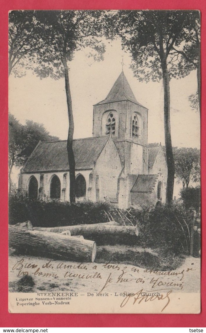 Steenkerke - De Kerk - 1918 ( Voir Verso ) - Veurne