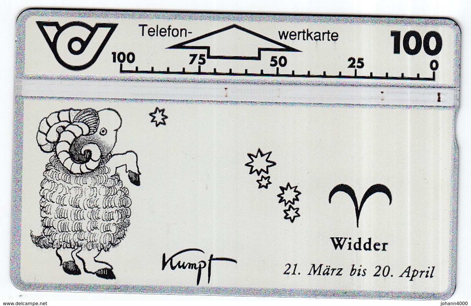 Telefonkarten  Österreich Sternzeichen-Kumpf  Widder ANK 111/ 504A - Oesterreich