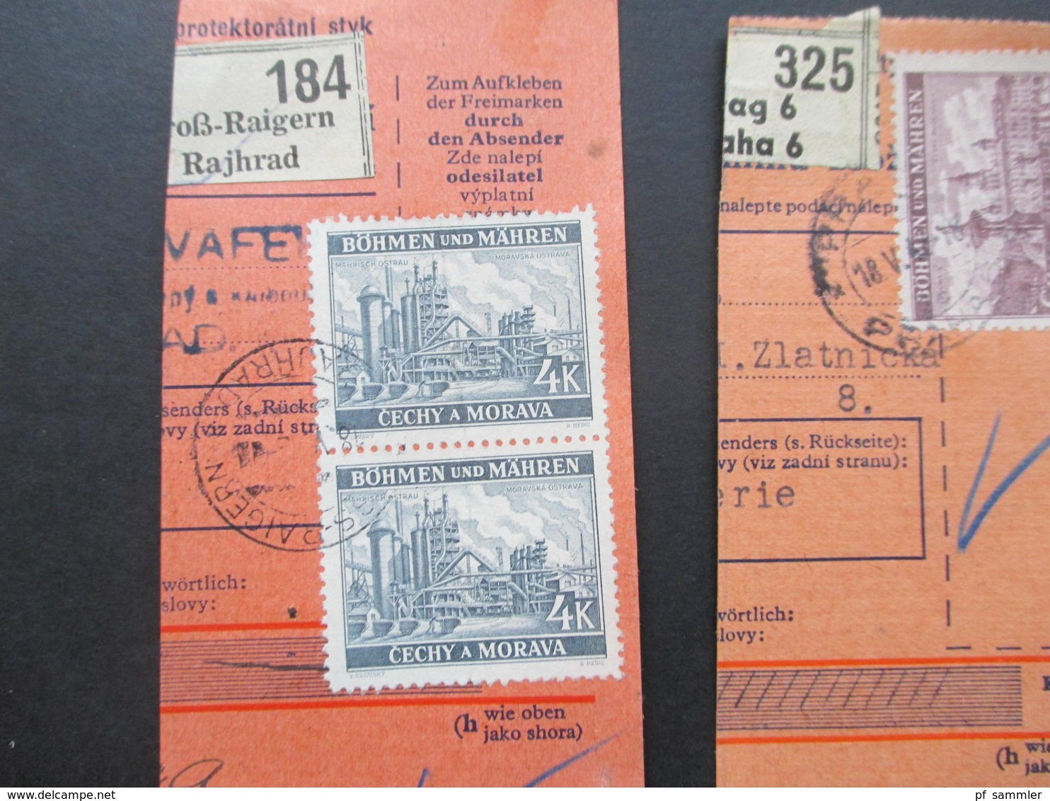 Böhmen Und Mähren Paketkarten / Postanweisung Abschnitte 147 Stück! Schöne Frankaturen! Randstücke! Fundgrube! Perfins - Colecciones (sin álbumes)