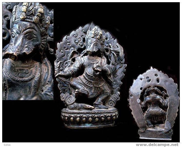 - Beau Bronze Népalais Dieu éléphant Ganesh / Great Nepalese Bronze Elephant God Ganesha - Brons