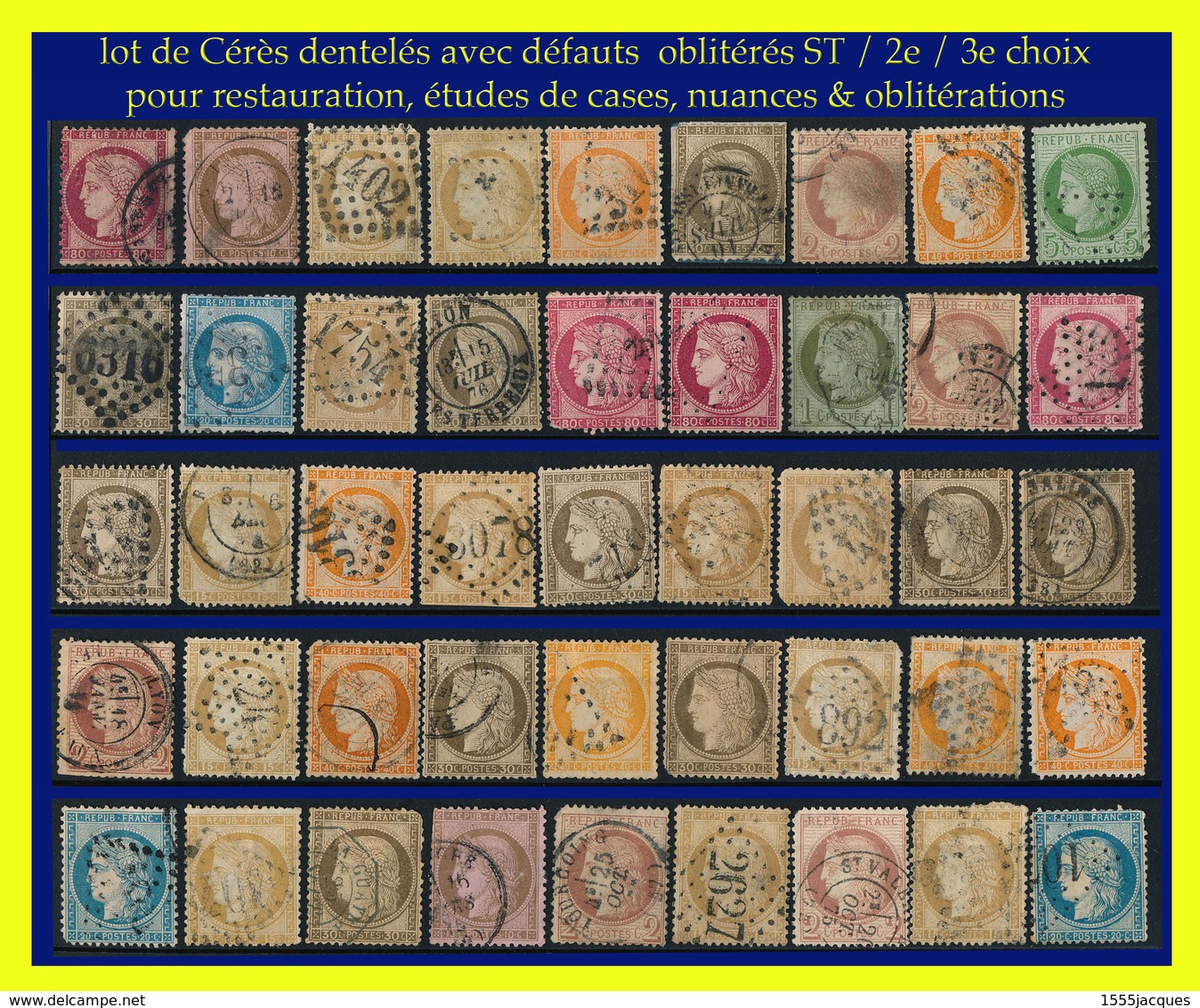 LOT DE CÉRÈS DENTELÉS - OBLITÉRÉS ST À 2e / 3e CHOIX - POUR NUANCES, RESTAURATION ET OBLITÉRATIONS - 1871-1875 Ceres