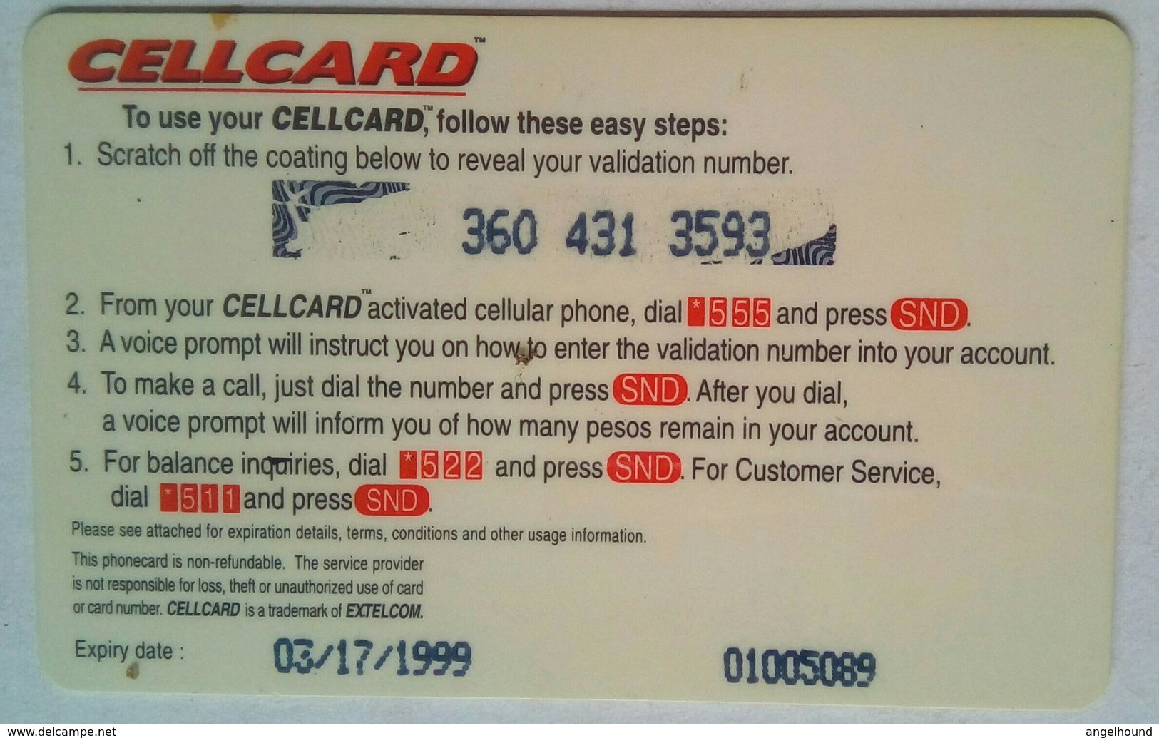 Philippines Cellcard 250 Pesos Wow Wow Win - Filippine