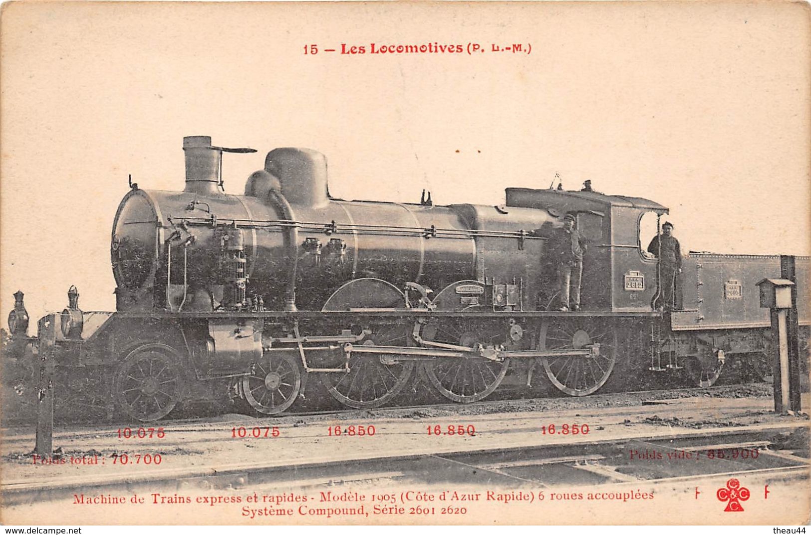 ¤¤  -  Chemin De Fer  -  Les Locomotives (P.L.M.)  -  Machine De Train Express Et Rapides N° 2612  - Cheminots     -  ¤¤ - Treni