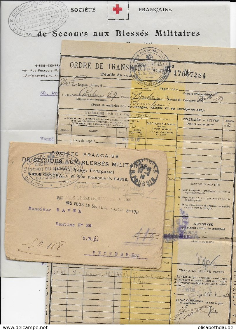 1918 - CROIX-ROUGE - SECOURS AUX BLESSES MILITAIRES - LETTRE FM Du DEPOT De MATERIEL De BOULOGNE => SP 118 REEXPEDIEE - Rode Kruis