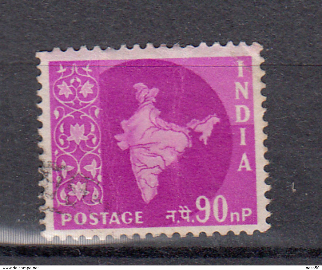 India 1957 Mi Nr  272 Kaart Van India,  Waarde 90 N - Gebruikt