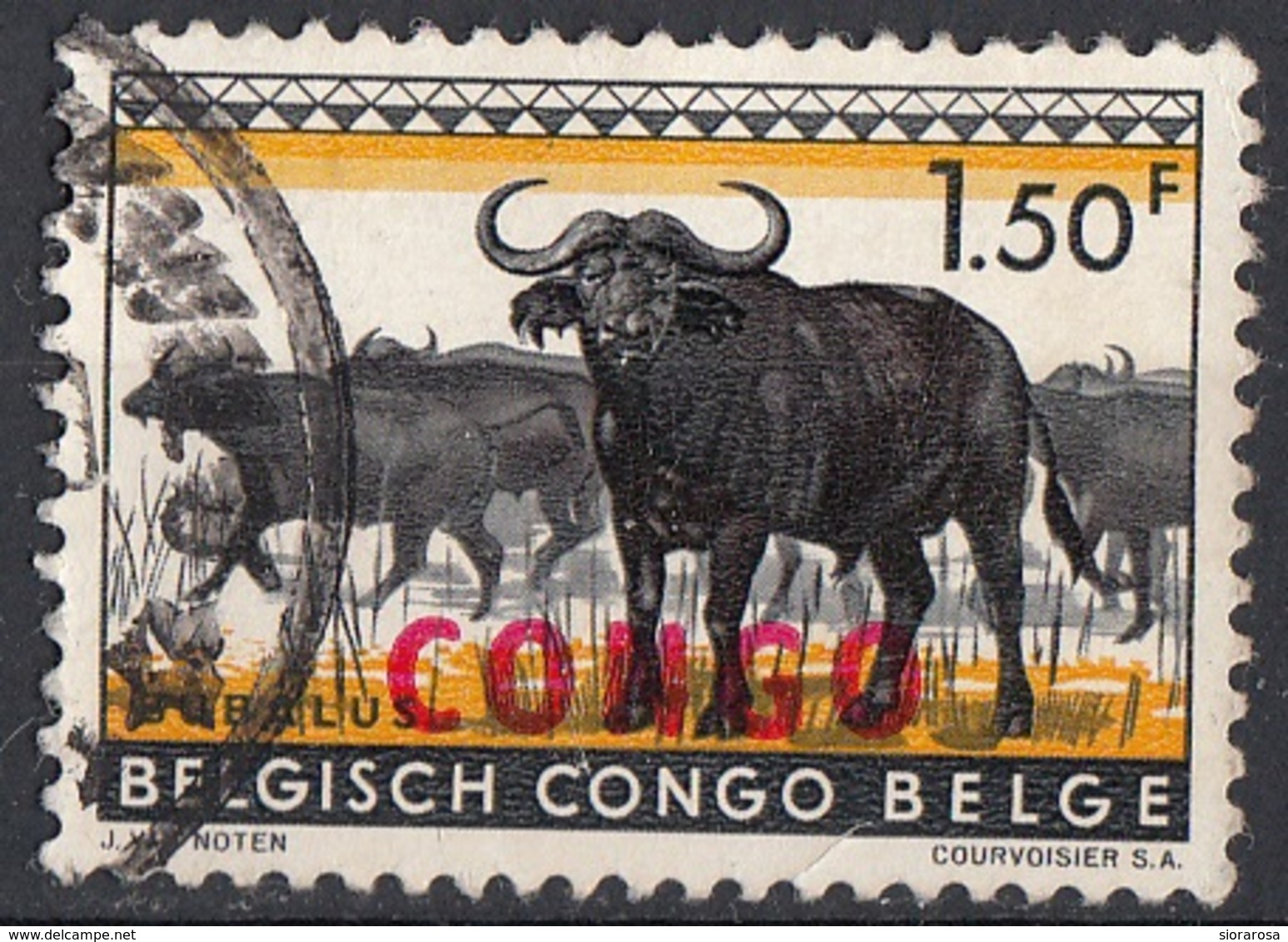 Congo 1960 Sc. 346 Bubalus Bufalo - Viaggiato Used Overprint - Altri & Non Classificati