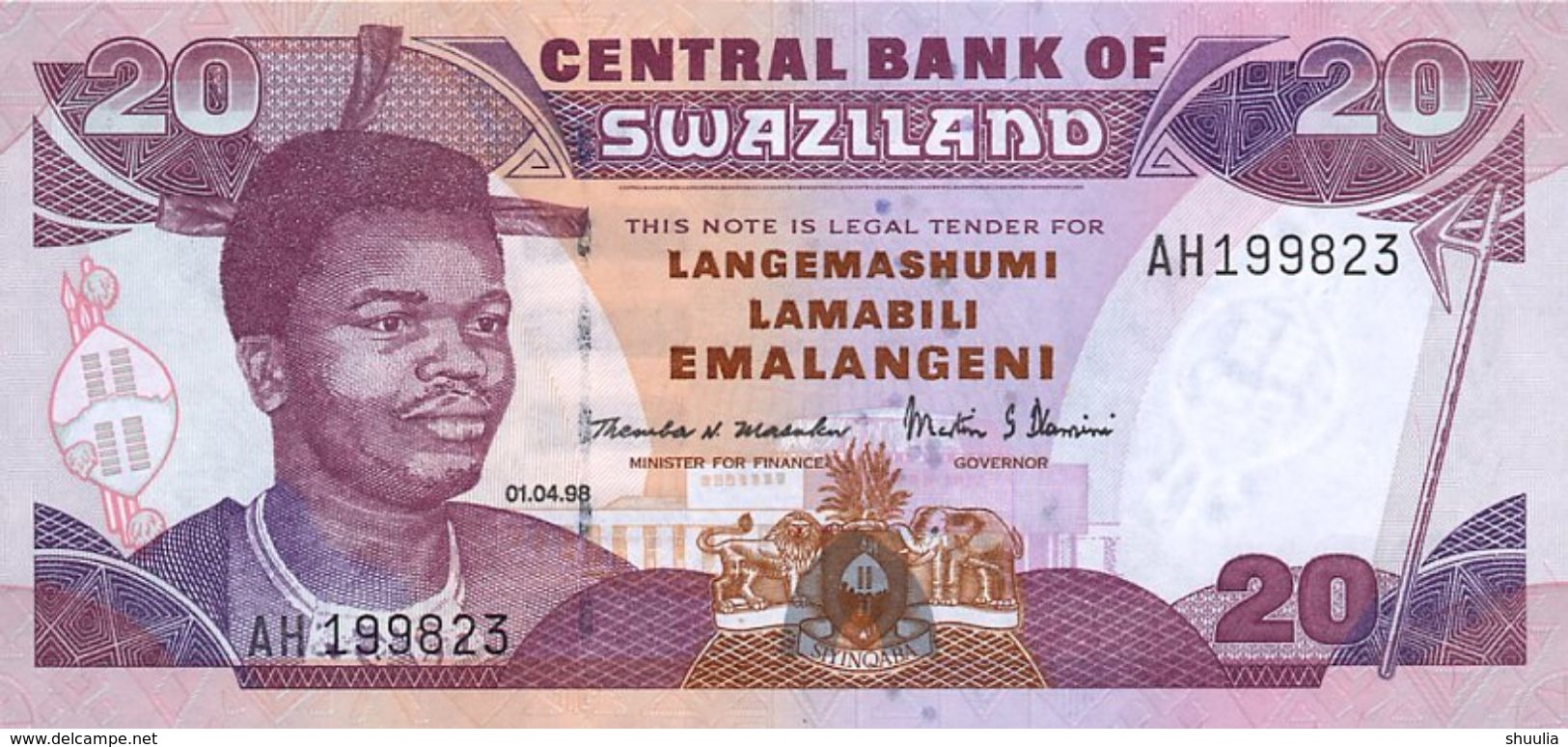 Swaziland 20 Emalangeni 1998 Pick 25 UNC - Swaziland