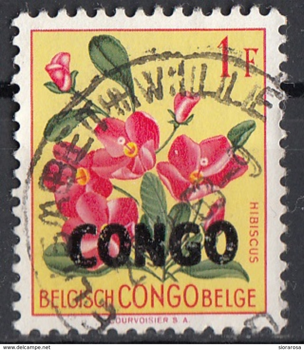 Congo 1960 Sc. 329 Fiori Flowers HIBISCUS  Used Overprint - Altri & Non Classificati