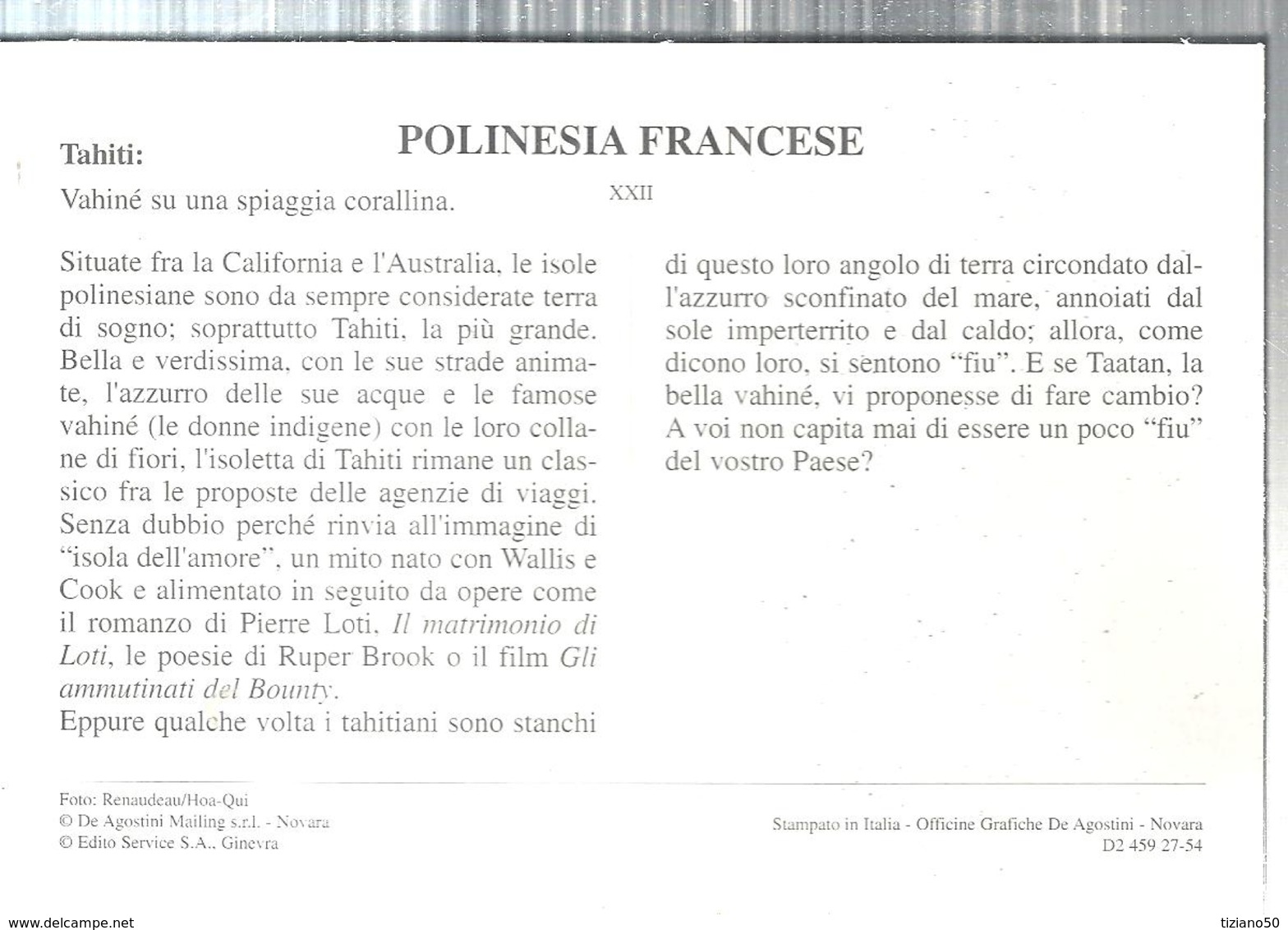 POLINESIA FRANCESE,TAHITI,VAHINE SU UNA SPIAGGIA CORALLINA-IMMAGINI DAL MONDO.4320 - Oceanië