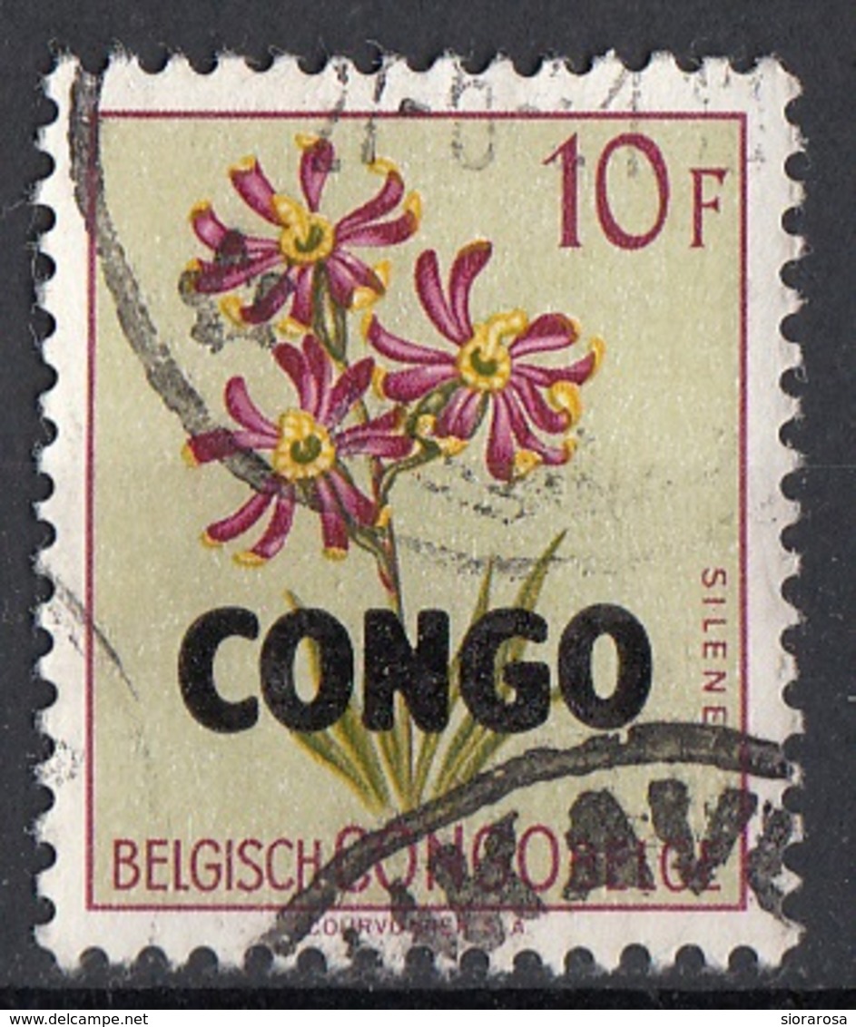 Congo 1960 Sc. 337 Fiori Flowers SILENE Overprint Used - Altri & Non Classificati